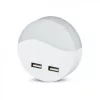 LED lámpatest , éjszakai irányfény , 2 db USB csatlakozóval , 0.5W , kerek , meleg fehér , Samsung Chip