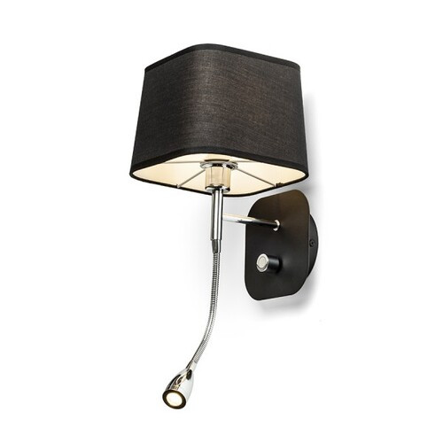 Rendl R13662 PERTH LED falilámpa, szögletes textil búra rugalmas karral, E14 - bézs/fehér króm