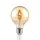 LED lámpa , égő , izzószálas hatás , filament , gömb , E27 foglalat , G80 , 4 Watt , meleg fehér , borostyán sárga