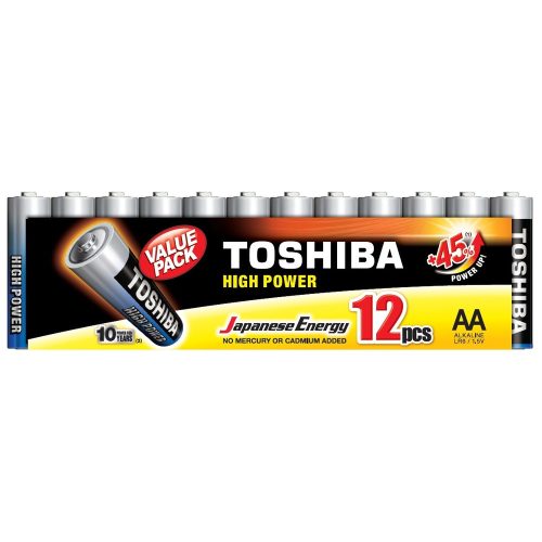 Ceruzaelem AA (LR6) , 1.5 Volt , 12 darab , tartós , elem , High Power , TOSHIBA