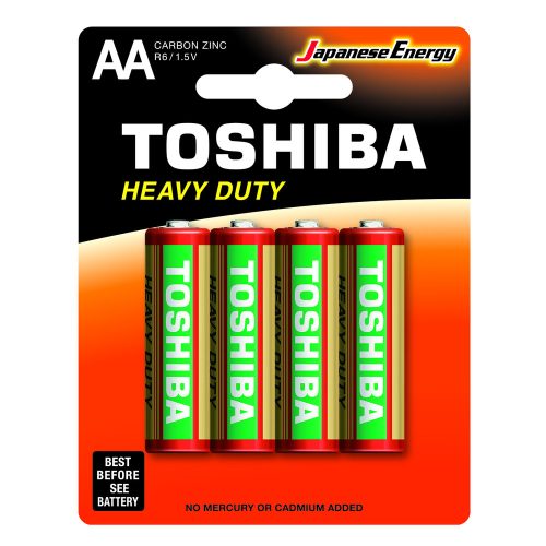 Ceruzaelem AA (LR6) , 1.5 Volt , 4 darab , tartós , elem , Heavy Duty , TOSHIBA