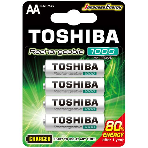 Ceruzaelem AA (LR6) , 1.2 Volt , 4 darab , tartós , elem , tölthető , 1000mAh , High Power , TOSHIBA