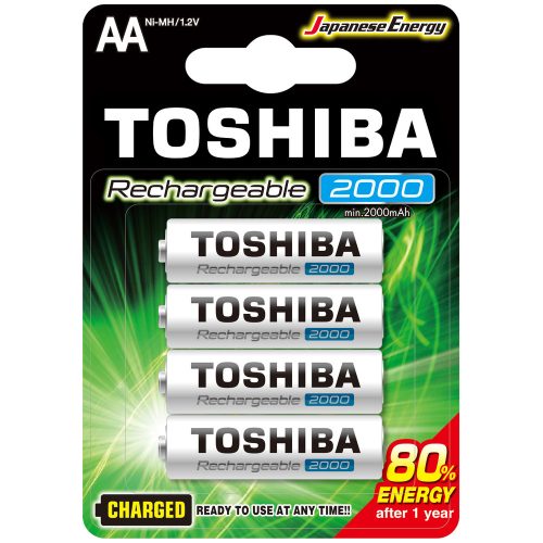 Ceruzaelem AA (LR6) , 1.2 Volt , 4 darab , tartós , elem , tölthető , 2000mAh , High Power , TOSHIBA