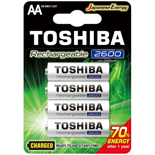 Ceruzaelem AA (LR6) , 1.2 Volt , 4 darab , tartós , elem , tölthető , 2500mAh , High Power , TOSHIBA