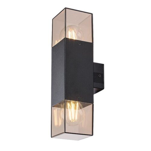 Rábalux , 77081 , Loanda , Kültéri fali lámpa , fekete , IP44 , E27K ,