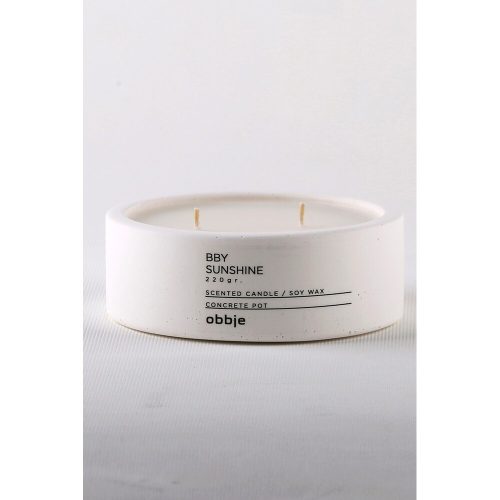 Szantálfa betongyertya, fehér, 12 cm átmérőjű | 100% paraffin/szója, elegáns kivitel