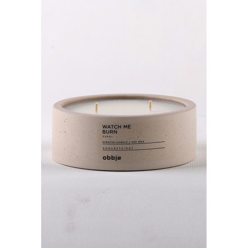 Bézs Amber Essence gyertya, 100% beton, 12cm x 4,5cm