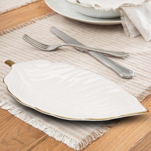 Elegáns 30 cm-es kerámia ételbemutató tányér, krém