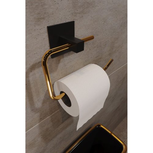 Elegáns arany fém WC-papír tartó, 8x5x16 cm | 100%-ban fém design modern fürdőszobákhoz