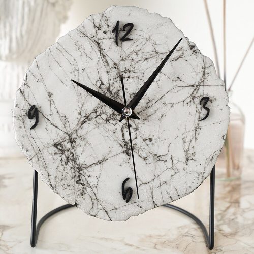Kézzel készített márvány dekoratív óra, 18 cm, csendes mechanizmus