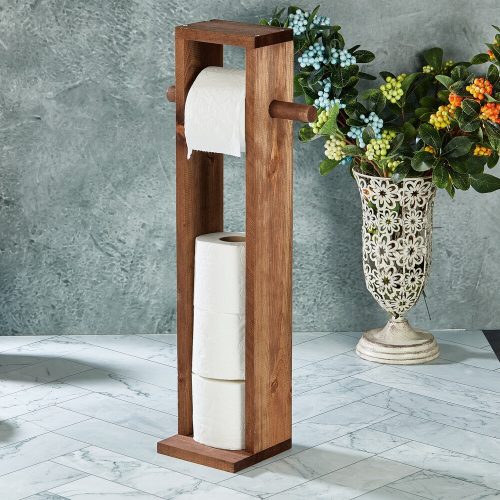 Természetes fából készült WC-papír tartó, 61 cm | Stílusos és funkcionális