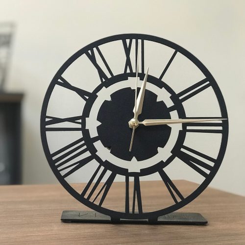 Elegáns fekete fém falióra, 20x20 cm, 100% fém
