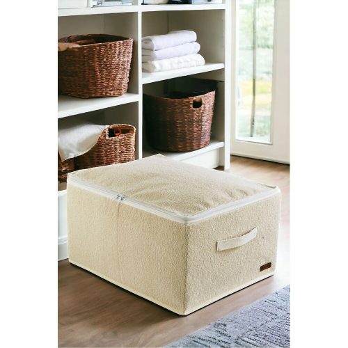 Elegáns krémes filc tárolódoboz, 42x23x34 cm | 100% frottír, könnyen tisztítható