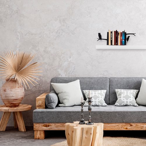 Fekete fém könyvtartó, 44 x 14 x 22 cm | 100% fém, tartós kivitel