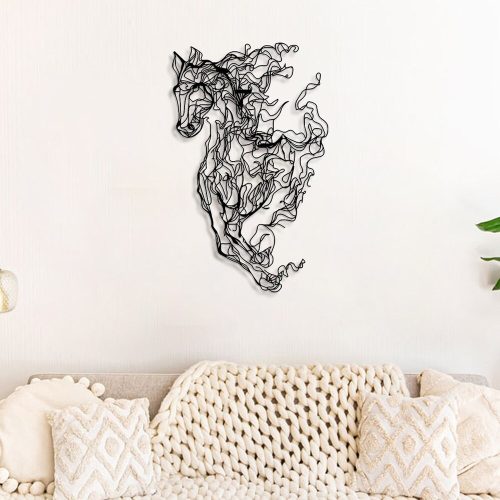 Dekoratív fekete fém faltartozék, 41 x 66 cm | 100% acél, 1,2 mm vastag | Stílusos lakberendezés