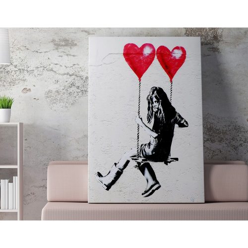 Banksy dekoratív vászonfestmény, 50x70 cm, keretezett
