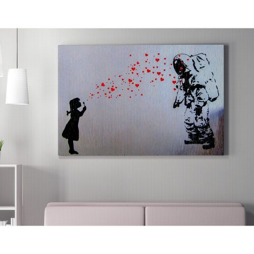 Banksy dekoratív vászonfestmény, 70x100 cm, keretezett