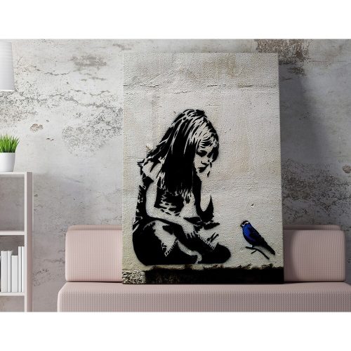 Banksy dekoratív vászonfestmény, 70x100 cm, keretezett