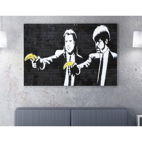 Banksy Pulp Fiction Canvas Art, 70x100 cm, Keretezett