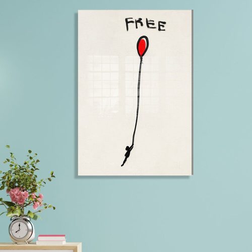 Banksy Tempered Glass Art, 30x45 cm, 4mm vastag