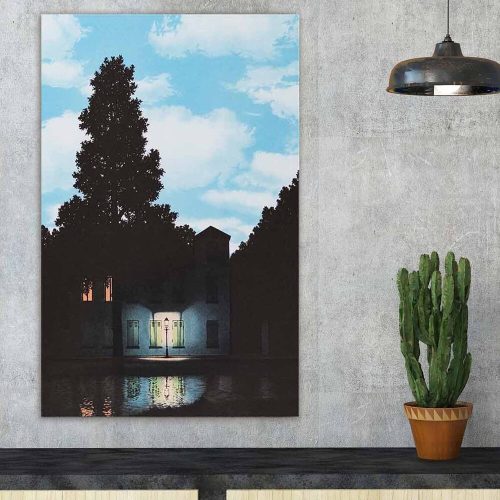 René Magritte dekoratív vászonfestmény, 45x70 cm, Velúr