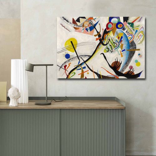 Kandinsky kék szegmensű vászonképe, 70x100 cm, velúr