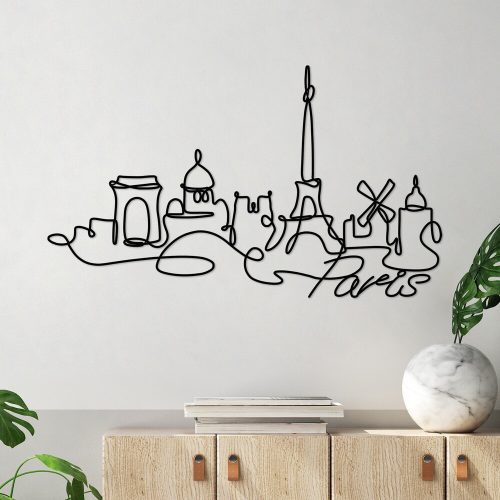 Elegáns fekete fém faldekor, 120 x 69 cm, 2 mm vastag