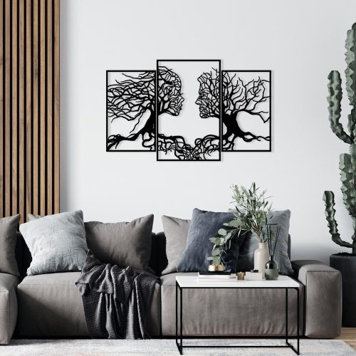 Elegáns fekete fém faldísz, 116 x 71 cm, 1,2 mm vastag