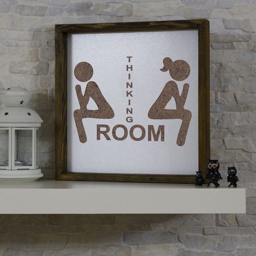 Keretes MDF festmény, barna-fehér, 34x34 cm | Tömör fenyőfa keret, elegáns otthoni dekoráció