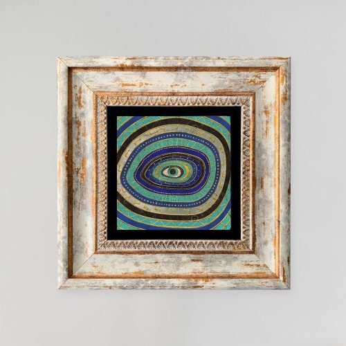 Keretes dekoratív festmény, 20x20 cm, 100% kő és fa