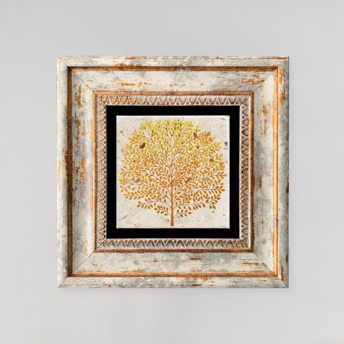 Keretes dekoratív festmény, 20x20 cm, 100% kő és fa
