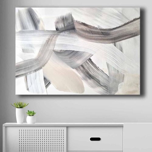 Elegáns vászonfestmény, 70x100 cm, bézs/fehér/fekete