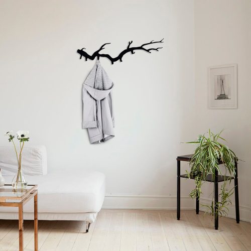 Tartós fekete fém fali kampó, 87 x 22 cm, 100% fém