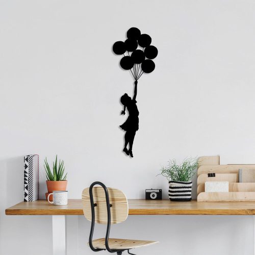 Fekete fém faldekor, 100 x 34 cm, 100% fém