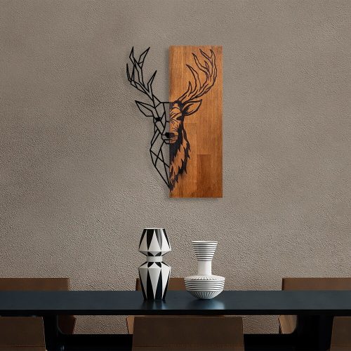 Elegáns fa falkiegészítő, dió és fekete, 33x58 cm