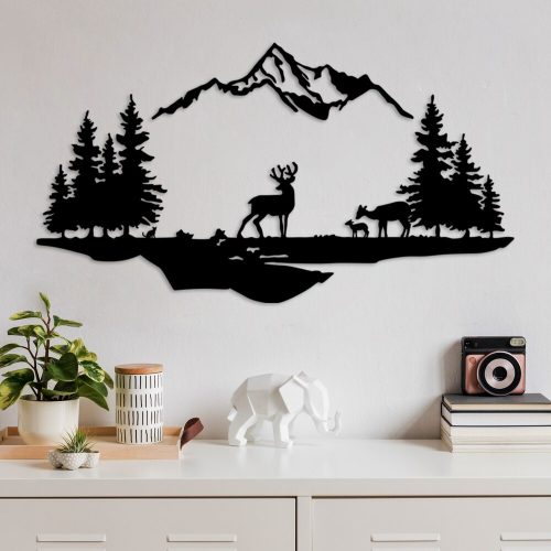 Fekete fém faldekor, 38x11 és 70x38 cm, 100% fém