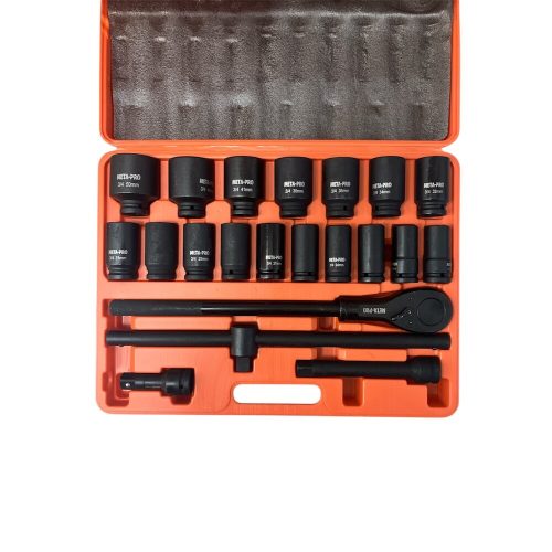 META-PRO - nagy méretű gépi dugókulcs szett 21db-os 21-50mm 3/4"