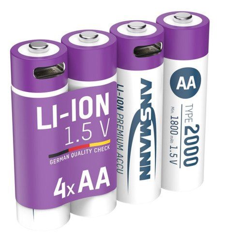 AA Újratölthető elem - 1,5 V / 2000-es típus (min. 1800 mAh) / 3,26 Wh - USB C típusú töltőcsatlakozóval