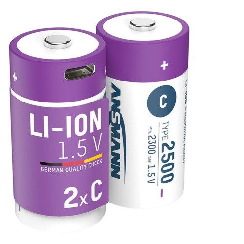 C Újratölthető elem - 1,5 V / 2500-as típus (min. 2300 mAh) / 4,07 Wh - USB C típusú töltőcsatlakozóval
