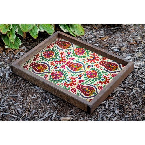 Kézzel készített fa tálca, 40 x 50 x 6 cm | 100% fa, kézzel festve és összeszerelve | Tartós digitális nyomat 300 mikronos bevonattal | Elegáns és funkcionális