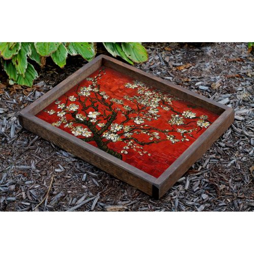 Kézzel készített fa tálca, 40 x 50 x 6 cm | 100% fa, kézzel festve és összeszerelve | Tartós digitális nyomat 300 mikronos bevonattal | Elegáns és funkcionális