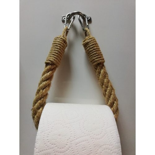 Modern mustáros WC-papír tartó, 100% fém és kötél, falra szerelhető, 14 x 22 x 3 cm | Rusztikus és humoros dizájn, minden fürdőszobába tökéletes