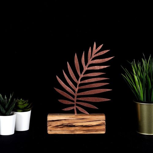 Elegáns bronz dísztárgy, 17 x 27 x 3,5 cm | 100% fém (2 mm) és fa alap | Tökéletes  a modern lakberendezéshez és a stílusos terekhez