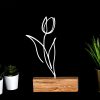 Elegáns dekoratív tárgy, 100% fém (2 mm) és fa alap, 17 x 30 x 3,5 cm, fehér | Stílusos  lakberendezéshez és modern terekhez