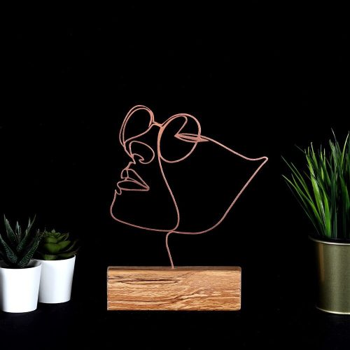 Elegáns bronz dísztárgy, 17 x 31 x 3,5 cm | 100% fém (2 mm) és fa alap | Tökéletes  a modern lakberendezéshez és a stílusos terekhez