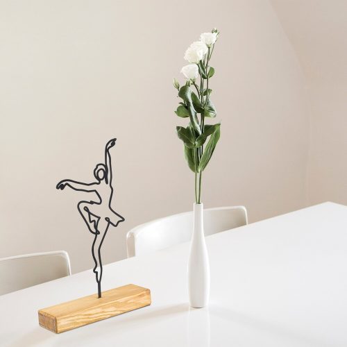 Elegáns fekete dísztárgy, 20 x 40 x 4 cm | 100% fém (1,5 mm) és tömörfa alap (4 cm) | Egyedi design természetes fa variációkkal