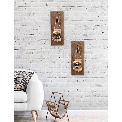 Elegáns dekoratív fali kiegészítő, 50 x 20 cm | 50% tömör fa és 50% üveg, dió kivitel | Tökéletes modern lakberendezéshez és stílusos belső terekhez