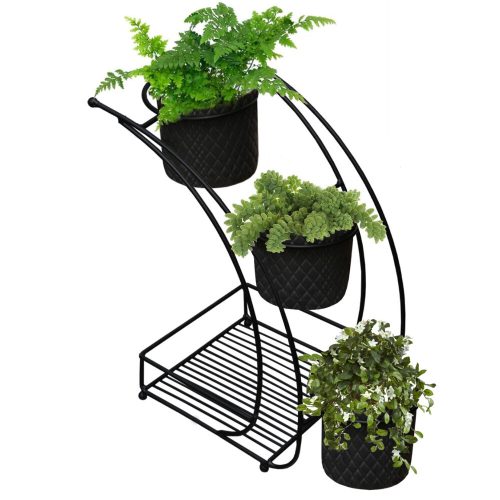 Elegáns fekete fém dekoratív Jardiniere, 19 x 19 x 37 cm | 100% tartós fém | Tökéletes beltéri növényekhez és lakberendezéshez, stílusos és funkcionális