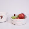 Kézzel készített pamut kosárkészlet (3 db) - ekrü juta kötél, 20 x 20 x 8 cm | Stílusos tárolási megoldás tartóval otthoni és irodai szervezéshez