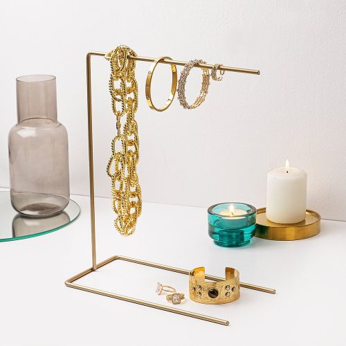 Elegáns arany fém ékszerállvány-rendező, 25 x 30 x 12 cm | 100% tartós fém | Tökéletes nyakláncok, fülbevalók és kiegészítők rendezésére